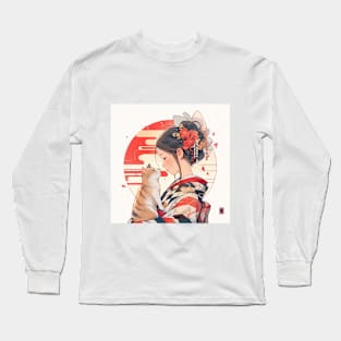 Girl And Her Cat anime Long Sleeve T-Shirt